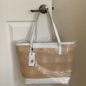 Brahmin Brooke Tote - white/ natural
